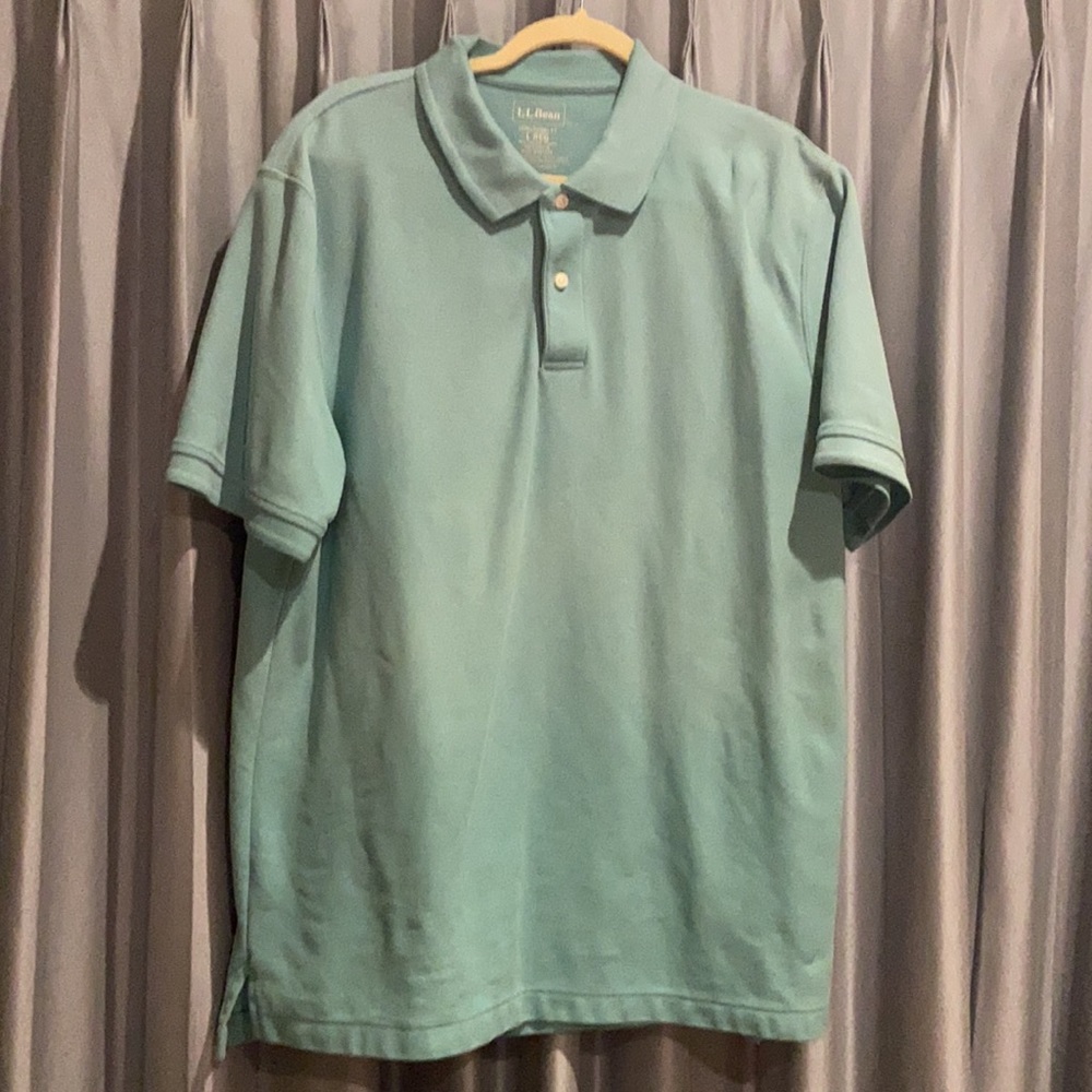 L.L. Bean Green Short Sleeved Cotton Shirt L REG